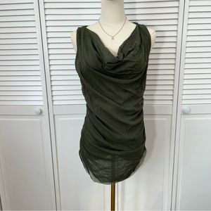 SOLD💗 Express Olive Green Mesh Cowl Neck Tunic Sleeveless Tank Top | M